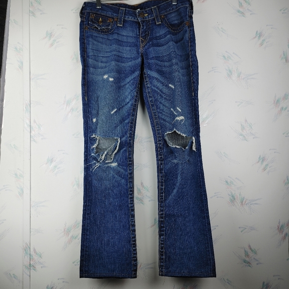 True Religion Denim - True Religion Bill Dark Hollow Jeans Distressed 29